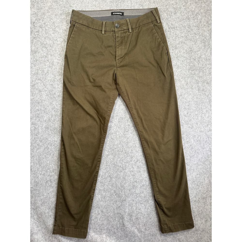 Express Mens Hyper Stretch Skinny Chino Pants 29x30 Olive Green Casual Work